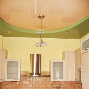 Натяжной потолок на кухне. Двухуровневый потолок